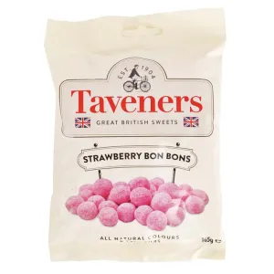 Taverners English Strawberry Bon Bons, 165gm.
