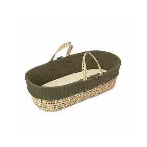 The Little Green Sheep Natural Knitted Moses Basket   Mattress - Juniper