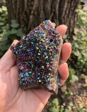 Titanium Cobalt Rainbow Aura Amethyst Quartz Crystal Cluster