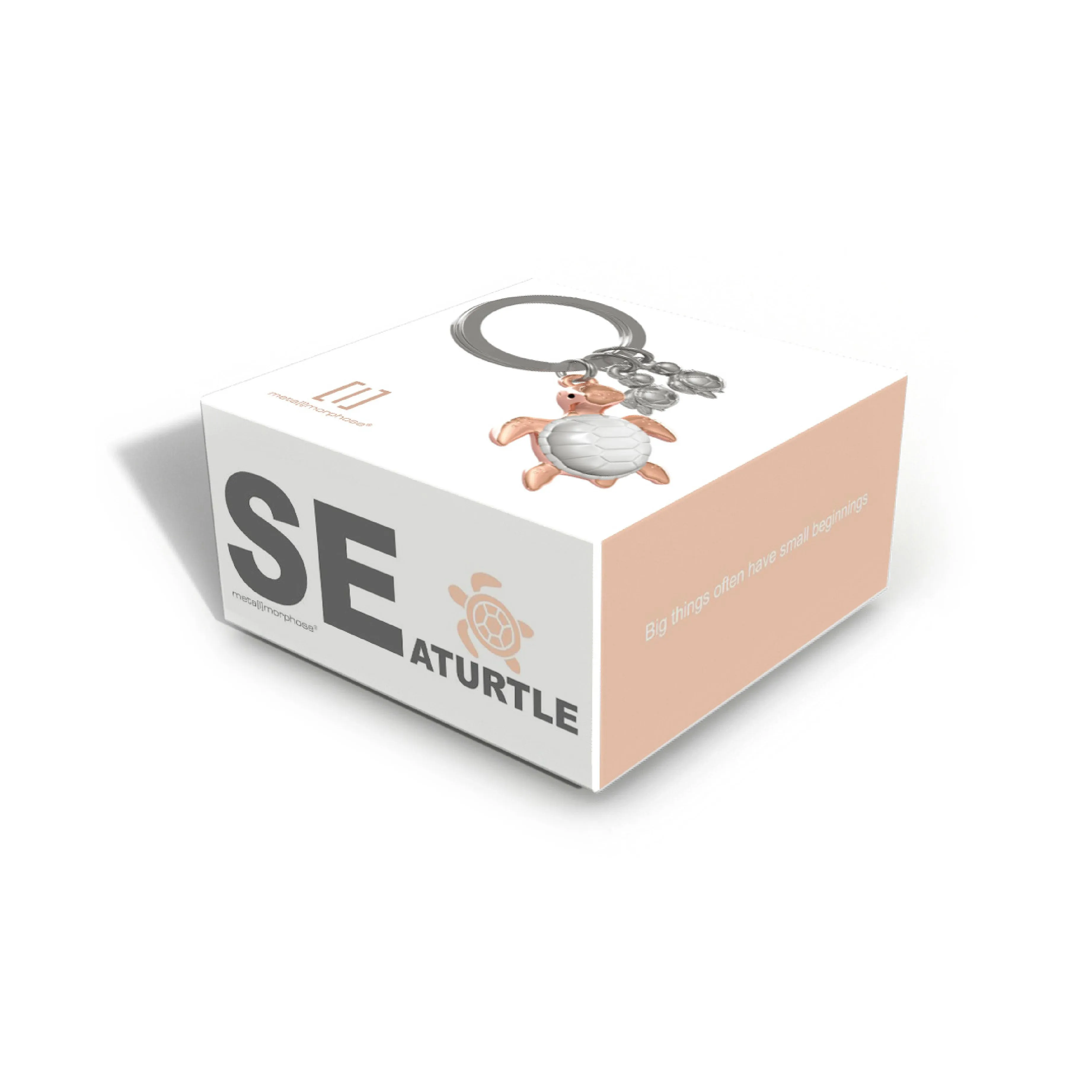 Turtle Keyring | White & Rose Gold
