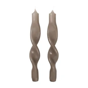 Twisted Candles | Linen | Set of 2