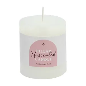 Unscented Pillar Candle, White, 7 x 7.5cm