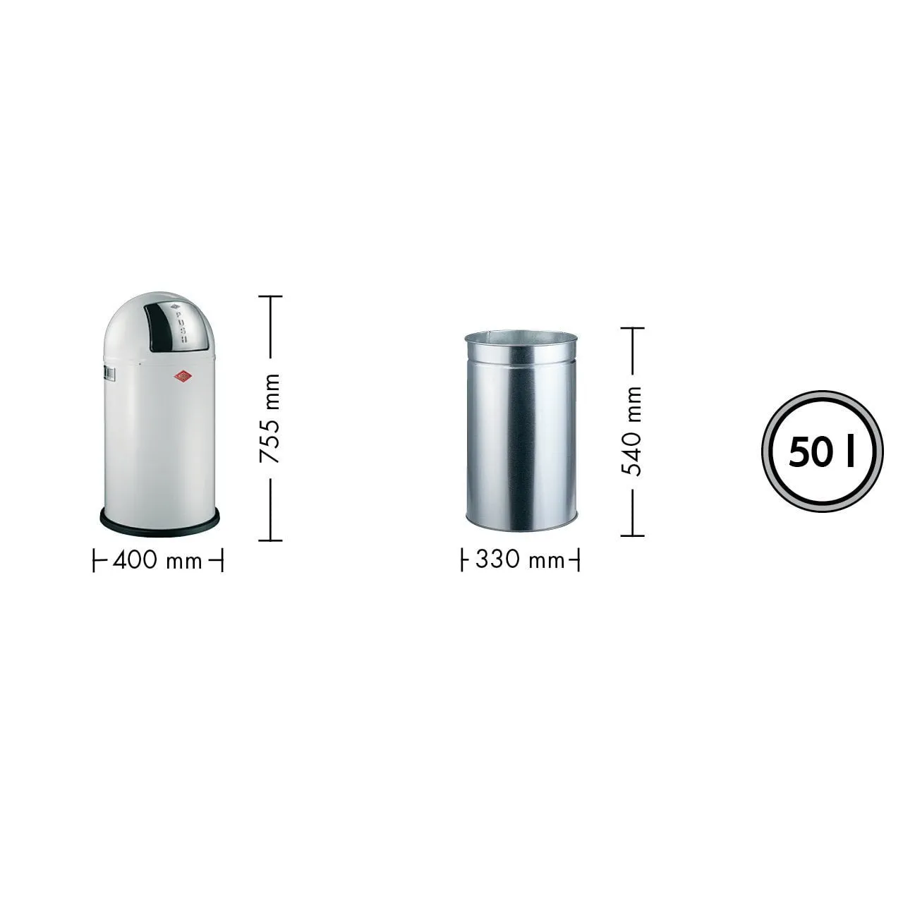 Wesco Pushboy 50 Litres, Black Matt
