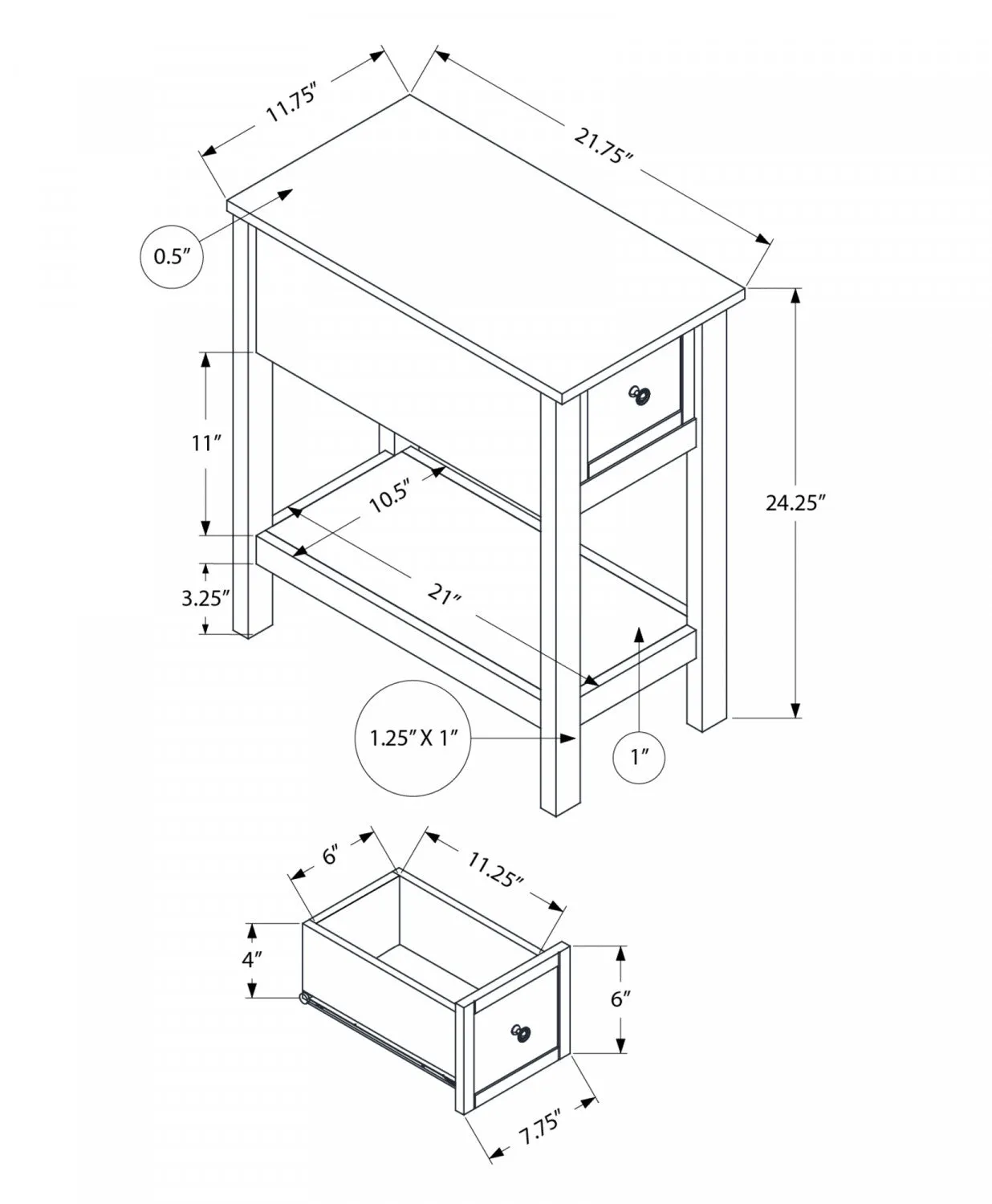 Willow Side Table - Grey