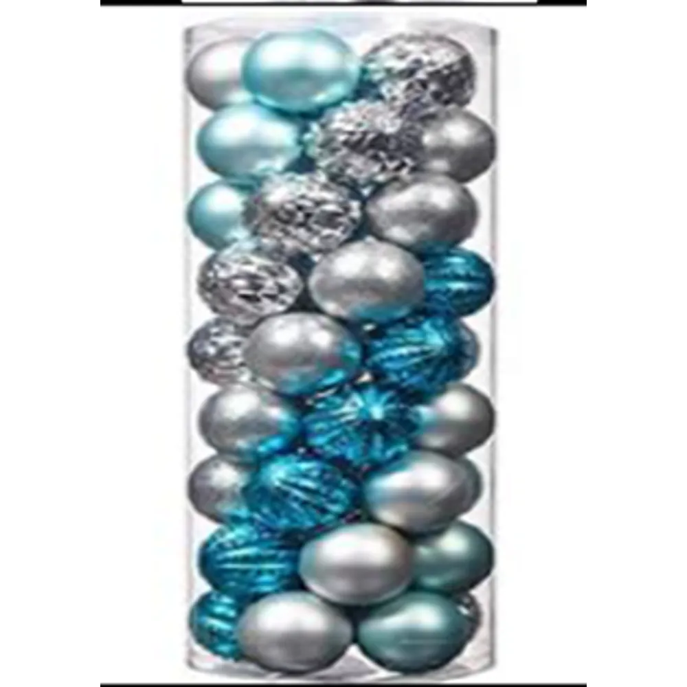 Xmas Ball with Clear Box 6cm 30pcs Blue/Silver